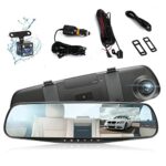 Car Dash Cam, Full HD 1080P Car DVR Camera, Auto 4.3 Inch Rearview Mirror Digital Car Driving Video Recorder, Dual Lens Registratory Camcorder