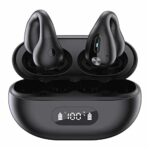 TFUFR Wireless Earbuds, Ear-clip Bone Conduction Headphones Bluetooth 5.3, Mini Earbuds with Dual Mic and LED Display, Open Ear Clip Earphones fo