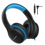 KLUGMIA Wired Kids Headphones, 85dB/94dB Volume Limited, Over Ear Headphones for Kids with in-line HD Mic, Audio Sharing, Foldable Kids Headphone