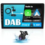Hikity 10" Double Din Android 11 Car Stereo with Apple CarPlay Android Auto 10" Touch Screen Android Car Radio with DAB/DAB+ Box with Sat Nav WiF
