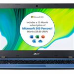 Acer Aspire 1 A114-32 14 inch Laptop (Intel Celeron N4020, 4GB RAM, 64GB eMMC, Full HD Display, Windows 10 in S Mode, Office 365 Personal, Blue)