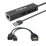 LAN Ethernet Adapter with 3 USB Port Hub with OTG USB Power Included for TV Streaming Devices FIRESTICKS, 2nd Gen, 3rd Gen 4K firestick, Expand S