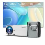 WiFi Projector, Native 1080P Projector, video projector with bag, 9800 Lumens & 4P Keystone,Projector for TV Stick, Android, iOS