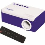 LEXIBOOK PRJ150 Mini HD Video Projector, Home Cinema, Built-in Speaker, Remote Control Included, HDMI/USB/AV/Micro SD connectivity, Blue/White