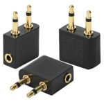 IRYNA 3 Pack Airline Airplane Flight Adapters for Headphones, Gold Plated 3.5mm Male to 3.5mm Female Stereo Aux Jack Headphone Adapter Gold Plate