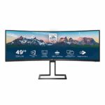 PHILIPS 498P9-49 Inch DQHD Curved ultrawide Monitor, 70 Hz, 5ms, VA, Height Adjust, Speakers, KVM, MultiView, USB HUB (5120 x 1440, 450 cd/m², HD