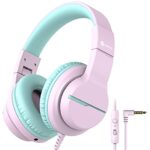 iClever HS19 Kids Headphones Over Ear, HD Stereo Headphones with Microphone for Children, Volume Limiter 85/94dB, Sharing Function, Foldable Head