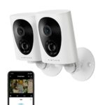 VIRTAVO Wireless Security Camera Outdoor, 1080P WiFi CCTV Camera For Home Security, With Rechargeable Battery, Colorful Night Vision, PIR Motion