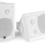 Power Dynamics DS50AW Wall Mount Speakers with Built-in Amplifier, Bluetooth, Auto-On, Subwoofer Output, Loop, Aux, Line Input - 50W RMS, White