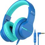 iClever HS19 Kids Headphones Over Ear, HD Stereo Headphones with Microphone for Children, Volume Limiter 85/94dB, Sharing Function, Foldable Head