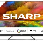 SHARP 4T-C50EQ3KM2AG 50-Inch 4K UHD Quantum Dot Frameless Android Smart TV with Freeview HD, Google Assistant, Chromecast, 4 x HDMI, 2 x USB & Bl