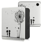 kwmobile Case Compatible with Tolino Vision 6 Case - eReader Cover - Dandelion Love Black/White