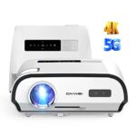 4K Smart Ultra HD Projector 5G WiFi Bluetooth, 1100 ANSI/14300 Lumen Outdoor Movie Projector Daytime 300” Display,RJ45 LAN Android Projector with