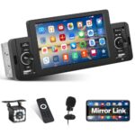 Single Din Car Stereo Bluetooth Hands-Free with 5" Touch Screen, Car MP5 Player USB FM Multimedia Radio Support Android and iOS Mirror Link SWC S