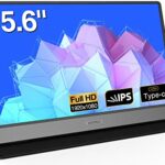 KOORUI Portable Monitor, 15.6 inch 1080P FHD IPS Monitor Screen with HDMI/Type-C/USB-C w/Protective Portable Screen, Dual Built-in Speaker for La