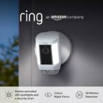 Ring Spotlight Cam Pro Wired by Amazon | Outdoor Security Camera 1080p HDR Video, 3D Motion Detection, Bird's-Eye View, LED Spotlights, alternati