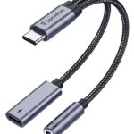 SOOMFON USB C to 3.5mm Jack Headphones and Charger Adapter, 2 in 1 USB Type C to Aux Adapter with PD 60W Fast Charging Cable, for for iPad Pro 20