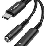 USB C to 3.5mm Jack and Charger Adapter, Type C PD 60W Fast Charging with Headphone Aux Audio Jack 2 in 1 for Samsung, Huawei, Pixel, iPad Pro Ai