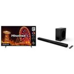 Hisense 65E77HQTUK QLED Gaming Series 65-inch 4K UHD Dolby Vision HDR Smart TV with YouTube, Netflix,Disney HS218 2.1ch Sound Bar with Wireless S
