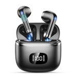 POMUIC Wireless Earbuds, V5.3 HiFi Stereo Bluetooth Headphones with LED Display, Wireless Headphones in Ear wiht HD Microphone, 40H Playtime, Noi