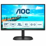 AOC 24B2XDAM - 24 Inch FHD Monitor, 75Hz, VA, 4ms Speakers, Flicker Free, Frameless Design (1920 x 1080 @ 75Hz, HDMI/VGA/ DVI), Black