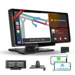 Hikity 9.3 Inch Portable Car Stereo with Dashcam Wireless CarPlay Android Auto Touchscreen CarPlay Display Supports Bluetooth, FM Transmitter, Da