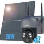 Xega 4G LTE Security Camera with 20W Solar Panel 20,000mAh Battery SIM Card - [24/7 Record] Solar Powered Security Camera Outdoor Wireless, 2K HD