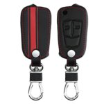 kwmobile Car Key Cover Compatible with Vauxhall (Opel) 2 Button Car Flip Key - PU Leather Car Key Fob Cover - Rally Stripe Red/Black