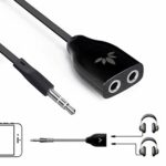 Avantree TR302 Dual Headphone Splitter, 3.5mm AUX Audio Stereo Adapter Earphone Jack, Compatible with iPhone Samsung Smartphones MP3 Players - Bl