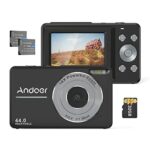 Andoer Digital Camera with 2pcs Rechargeable Batteries 32GB Memory Card 1080P 44M HD 16X Digital Zoom Anti-shake Auto Focus 2.5 IPS Screen Smile