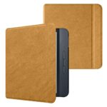 kwmobile Synthetic Paper Case Compatible with Kobo Libra 2 - Case Slim e-Reader Flip Cover - Light Brown