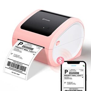 Bluetooth Shipping Label Printer - Pink Thermal Label Printer 4x6, Postage Label Printer for Shipping Packages, Compatible with Esty, Royal Mail,