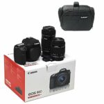 KamKorda Camera Bag + 90D DSLR Camera + EF-S 18-55mm f/4-5.6 IS STM + EF-S 55-250mm f/4-5.6 IS STM, 32.5MP APS-C CMOS Sensor, DIGIC 8 Image Proce