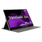 ViewSonic VG1655 16-inch Full HD Portable Monitor with 2 Way Powered 60W USB C, Eye Care, Dual Speakers, Frameless Design with Protective Magneti