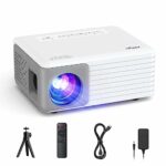 Mini Projector, AKIYO 1080P Supported Portable Projector with Tripod, 55000 Hours Multimedia Home Theater Movie Projector, Phone Projector Compat