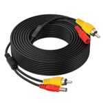 CoCar RCA video cable with red reverse trigger lines for car rear view camera, monitor camera, CCTV LED connection (15meters or 50 feet)