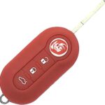 Fiat 100% HIGH SILICONE 3 BUTTON FLIP KEY FOB PROTECTOR CASE COMPATIBLE 500 500L LOUNGE ABARTH GRANDE PUNTO BRAVA PANDA STILO LINEA (RED)