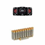 LG LOUDR CM4360 230 W Home Audio System with Bluetooth, CD, Radio Boom Box - Black with Amazon Basics Batteries