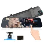 CAMECHO Mirror Dash Cam 4.5 Inch 1080P Touch Screen Dual Dash Cam Front and Rear Camera Car Rear View Mirror Loop Recording Wide Angle Parking As