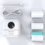VKUSRA Small Printer, Mini Pocket Printer with Built-in 1200mAh Battery, Black and White Printing Bluetooth Thermal Printer Compatible with iOS&A