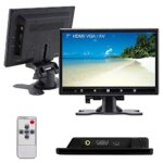 TOPRUI CCTV Monitor 7 Inch Small HDMI Monitor with VGA AV Port Raspberry pi 3 Display Screen Monitor, Tiny LCD Monitor- IPS 1024x600 -Build in Sp
