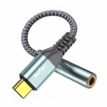 Headphone Jack Adapter USB C to Aux 3.5mm Type C to Female Cable Car Aux Audio Earphone Speakers Cord Nylon Converter Digital Audio Dongle Hi-Res