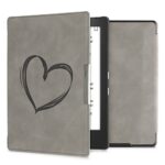 kwmobile Cover Compatible with Kobo Aura H2O Edition 1 Cover - eReader Case - Brushed Heart Grey