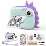 HiMont Kids Camera Instant Print, Digital Camera for Kids with Zero Ink Print Paper & 32G TF Card, Selfie Video Camera with Color Pens & Photo Cl