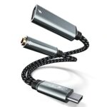 USB C to 3.5mm Headphone and Charger Adapter, 2-in-1 USB C to Aux Audio Jack Hi-Fi Dongle Cable with PD 60W Fast Charging, Compatible with Galaxy