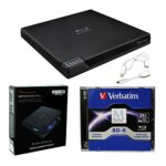 Pioneer BDR-XD07UHD Portable 6x Ultra HD 4K Blu-ray Burner External Drive Bundle with Cyberlink Software Download Installation Code, 25GB M-DISC