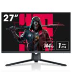KOORUI 27 Inch QHD Gaming Monitor 144 Hz, VA, 1ms, DCI-P3 90% Color Gamut, Adaptive Sync, (2560x1440, HDMI, DisplayPort) Black