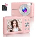 Digital Camera,Amdeurdi FHD 1080P 44MP Compact Camera,Vlogging Camera with 16X Digital Zoom for Students, Children,Beginners with 1 Battery - Pin