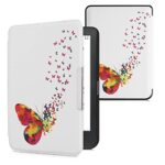 kwmobile Case Compatible with Kobo Clara HD Case - eReader Cover - Butterfly Swarm Multicolor/Dark Pink/White