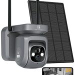 K&F Concept 2K Solar Security Camera Outdoor Wireless, 2.4GHz WiFi Battery Powered CCTV Home Surveillance with 360° PTZ, Color Night Vision, PIR